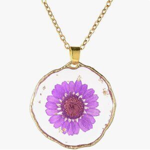 Natural Real Flowers Jewelry Set Stainless Steel